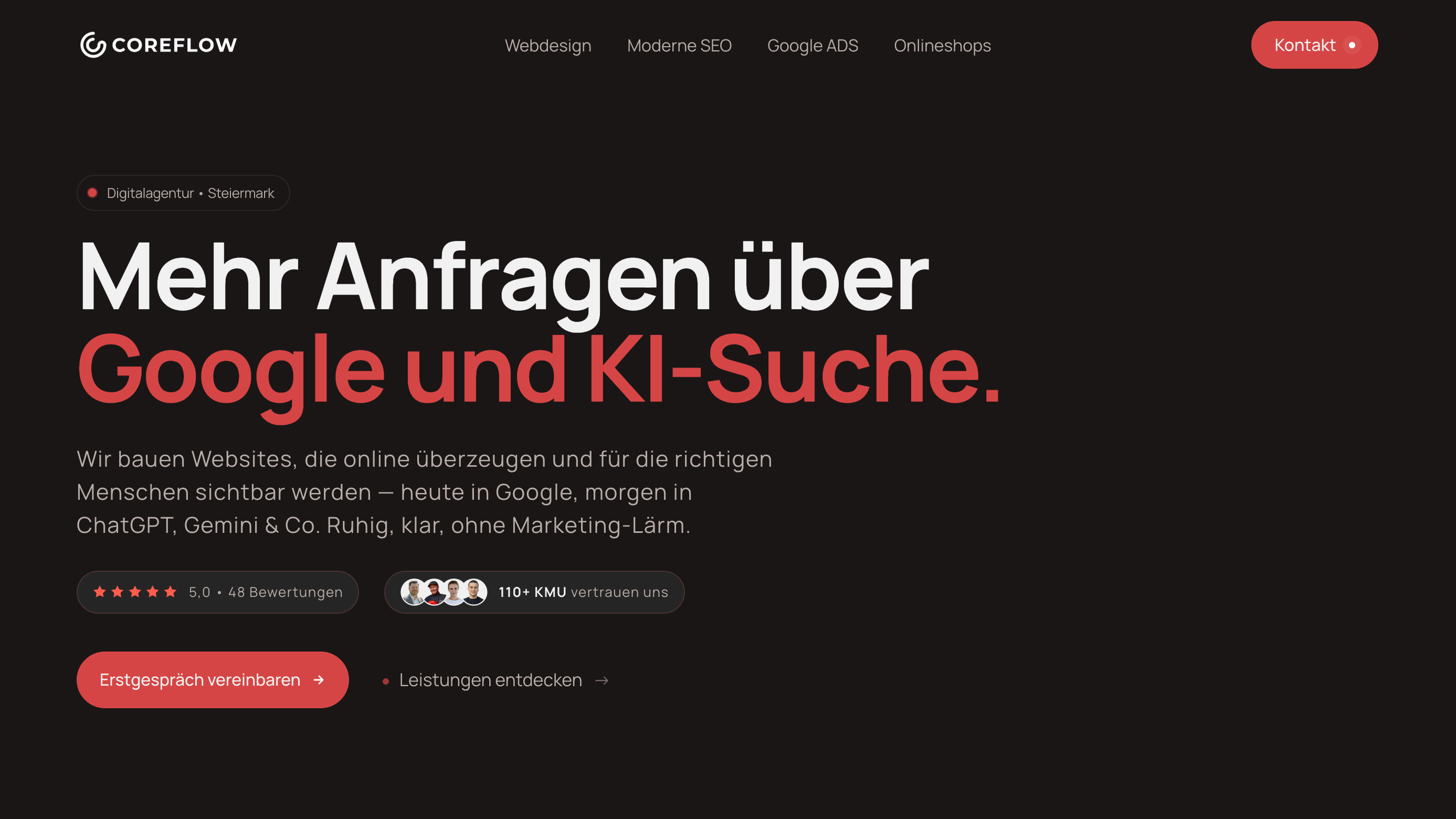 Vorschau der Startseite von Coreflow